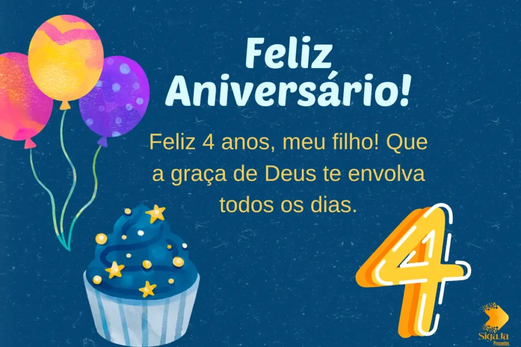 Feliz Aniversário Filho 4 Anos Evangélico