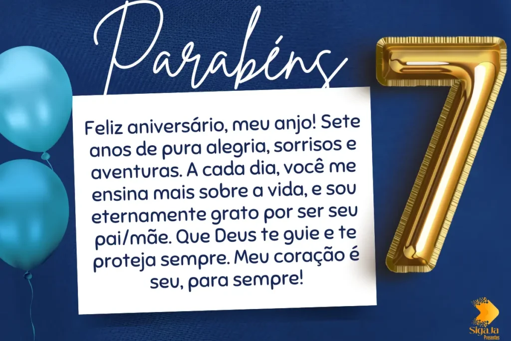 Mensagem de Aniversário para Filho 7 Anos