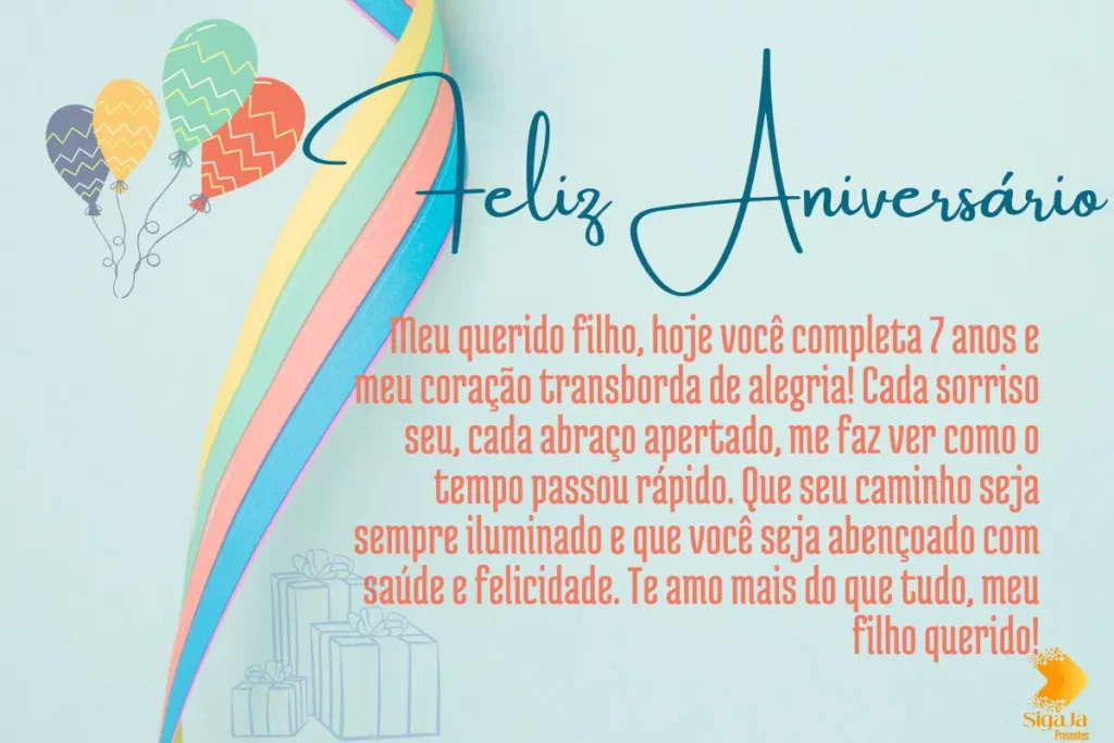 Mensagem de Aniversário para Filho 7 Anos