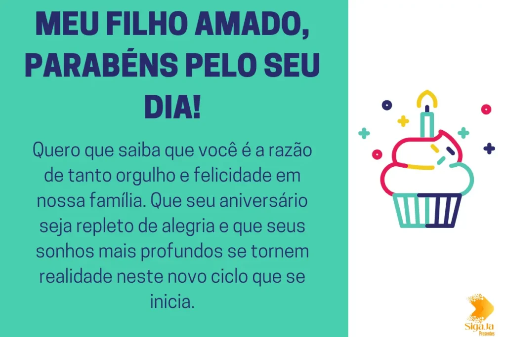 Mensagem de Aniversário para Filho - Meu filho amado parabens pelo seu dia