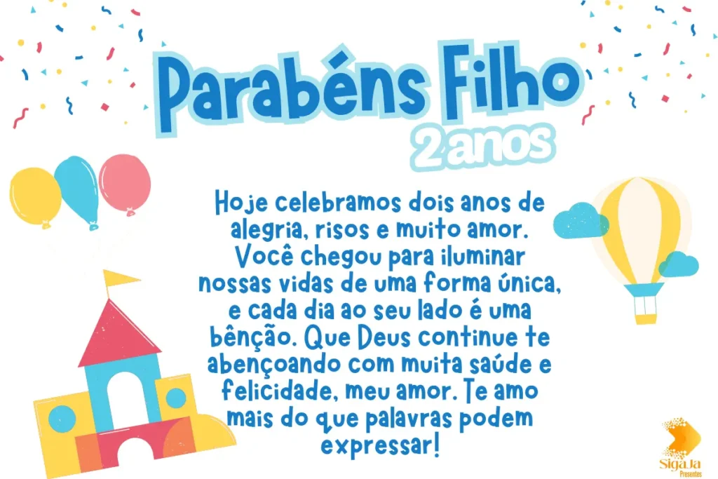 Mensagem de Aniversário para Filho de 2 Anos