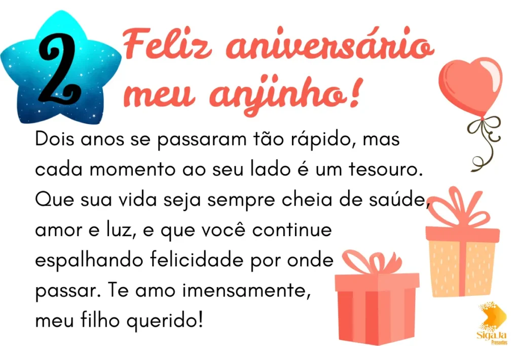 Mensagem de Aniversário para Filho de 2 Anos