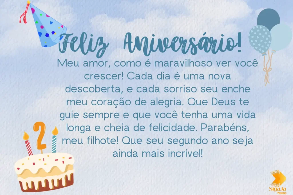 Mensagem de Aniversário para Filho de 2 Anos