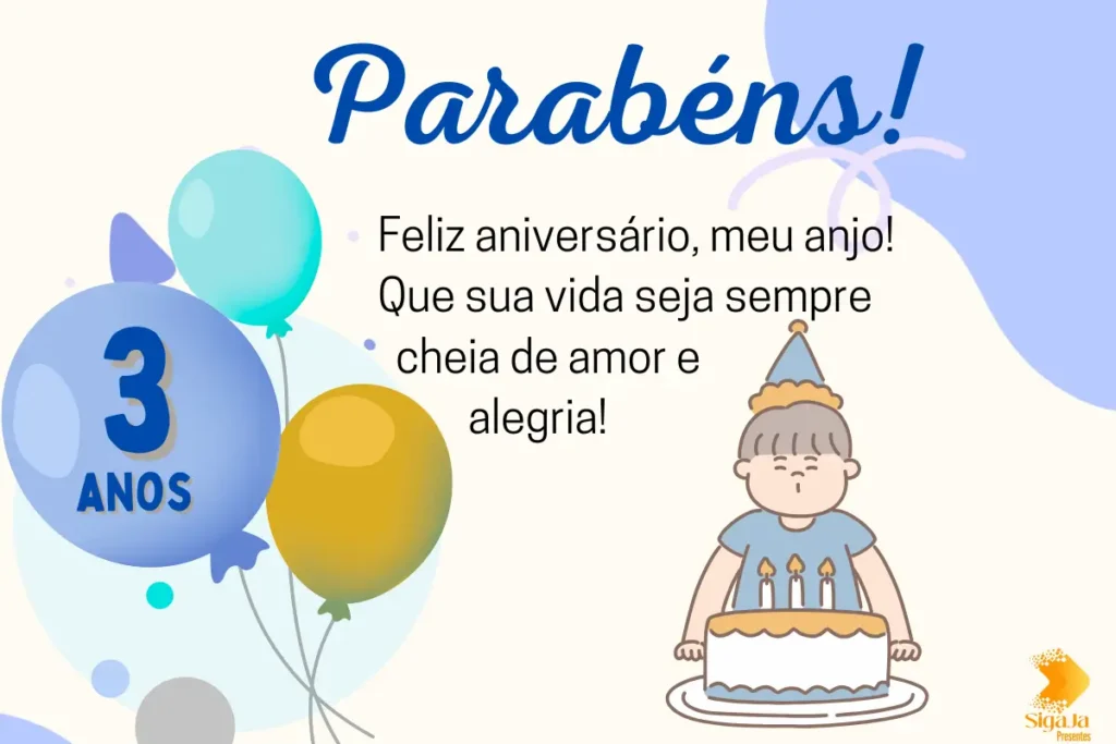 Mensagem de Aniversário para Filho de 3 Anos para WhatsApp
