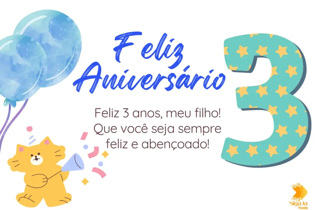 Mensagem de Aniversário para Filho de 3 Anos para WhatsApp