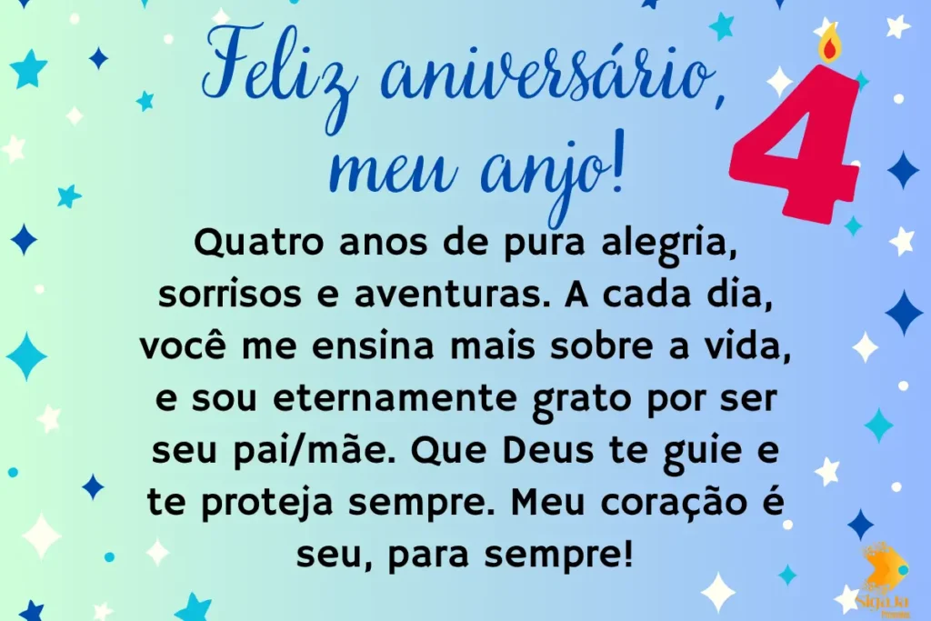 Mensagem de Aniversário para Filho de 4 Anos