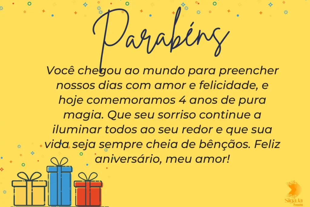 Mensagem de Aniversário para Filho de 4 Anos