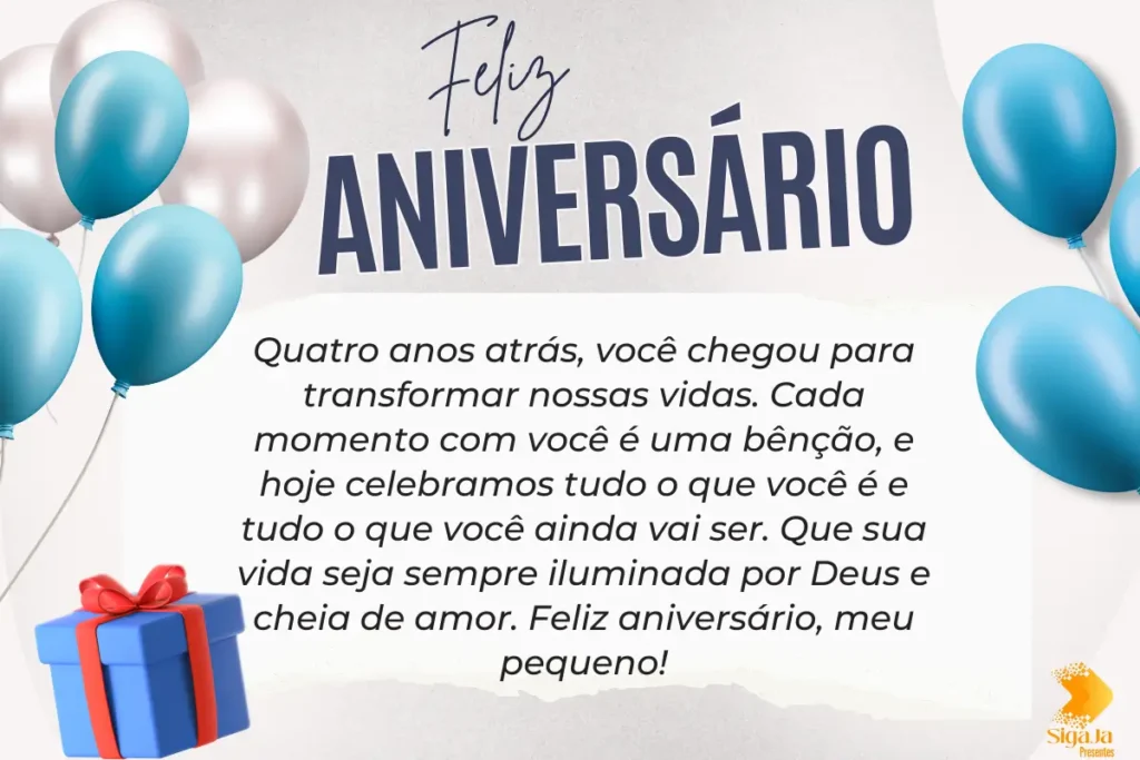 Mensagem de Aniversário para Filho de 4 Anos