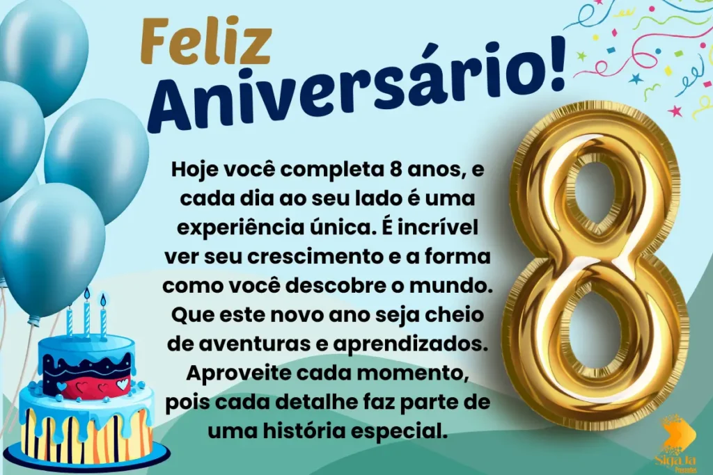 Mensagem de Aniversário para Filho de 8 Anos