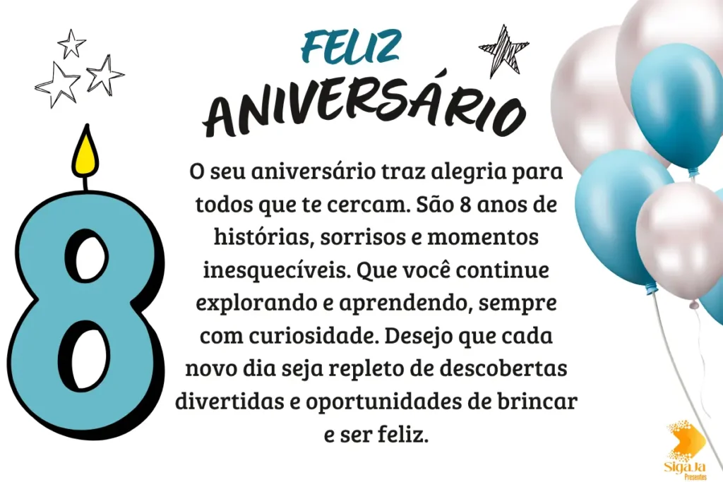 Mensagem de Aniversário para Filho de 8 Anos