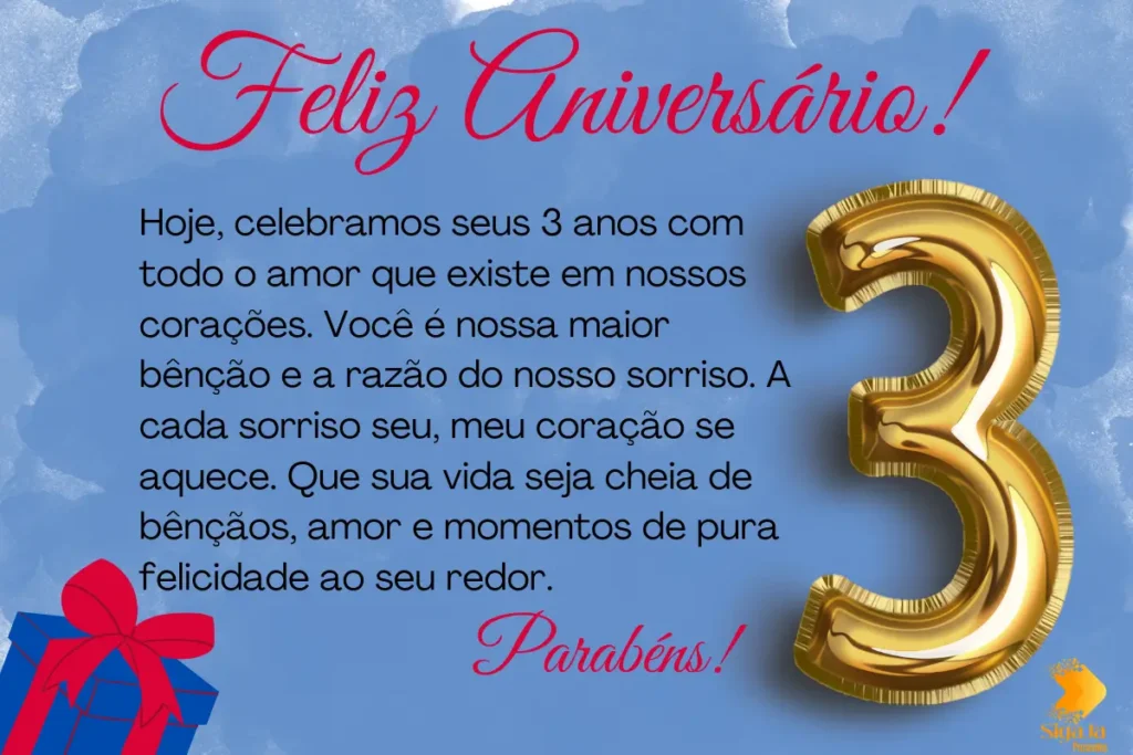 Mensagem de Feliz Aniversário Filho 3 Anos