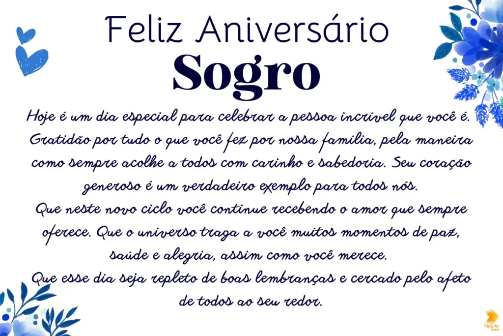 Mensagem de Feliz Aniversário Sogro