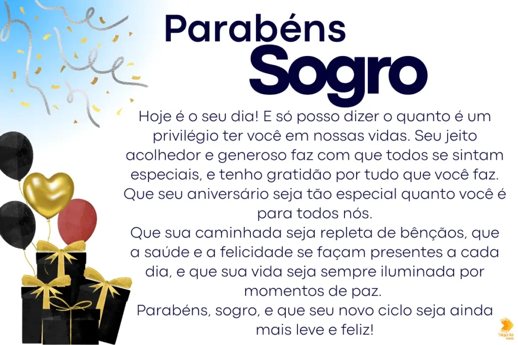 Mensagem de Feliz Aniversário Sogro