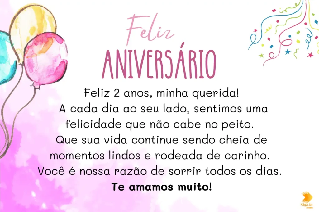 Frase de Aniversário para Filha de 2 Anos