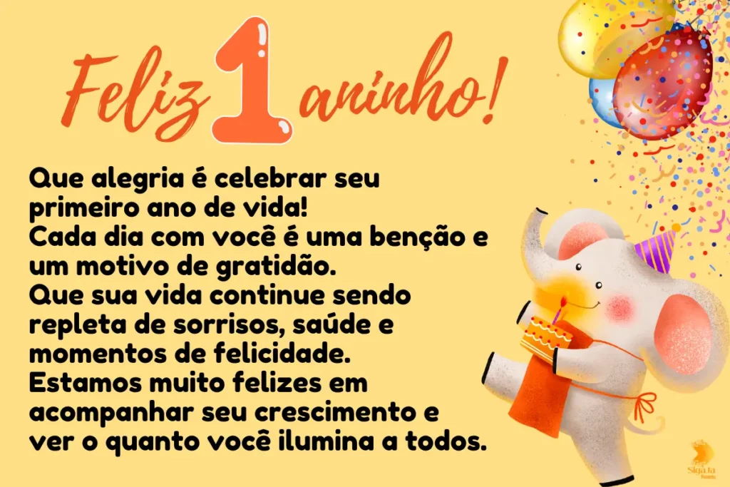 Mensagem de Aniversário de 1 Aninho