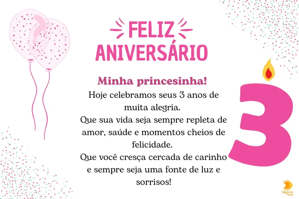 feliz aniversário filha 3 anos