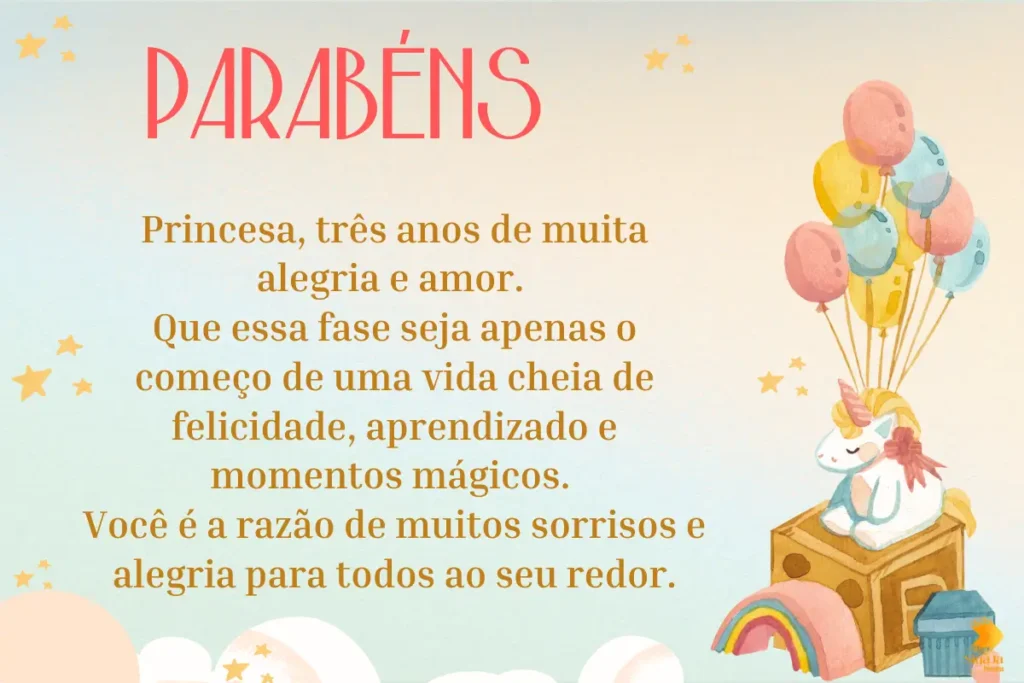 feliz aniversário filha 3 anos
