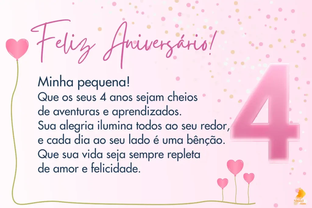 feliz aniversário filha 4 anos
