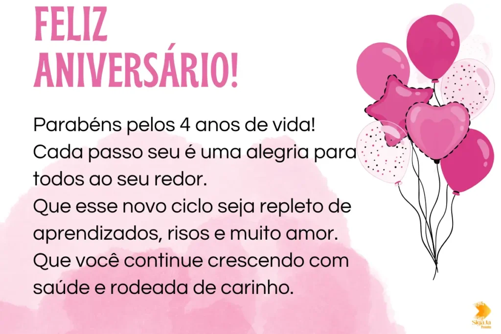 feliz aniversário filha 4 anos