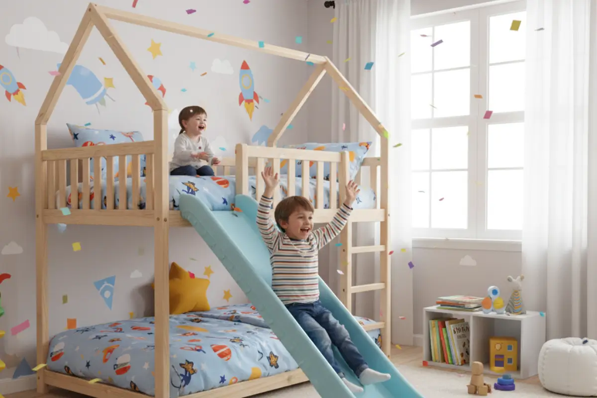 cama infantil com escorregador