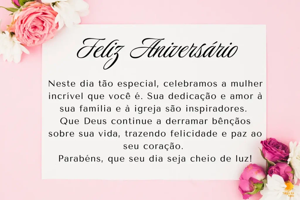 Mensagem de Aniversário para Esposa do Pastor