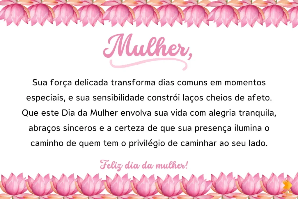 mensagem sobre o dia da mulher