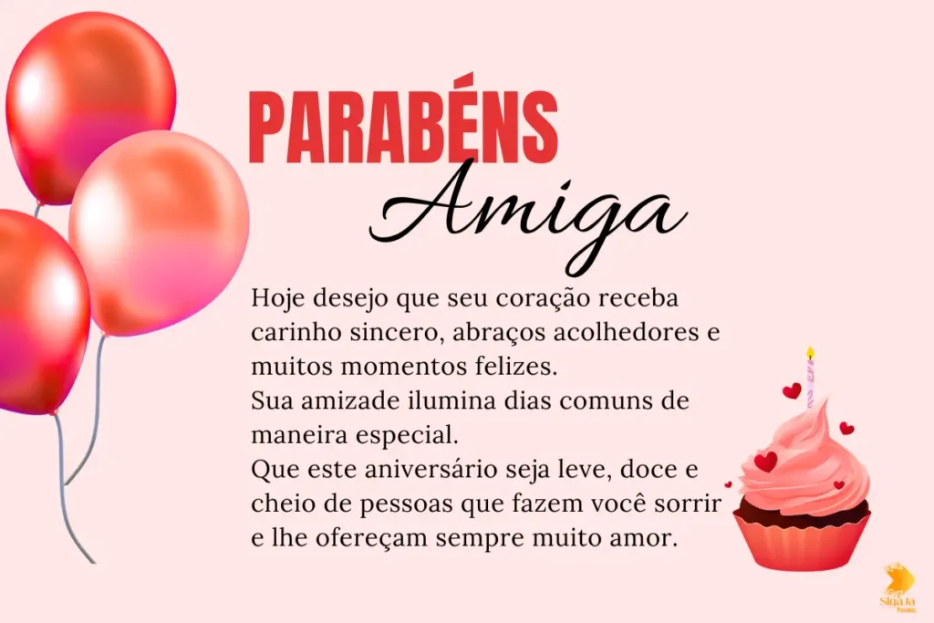 Mensagem de aniversário para amiga