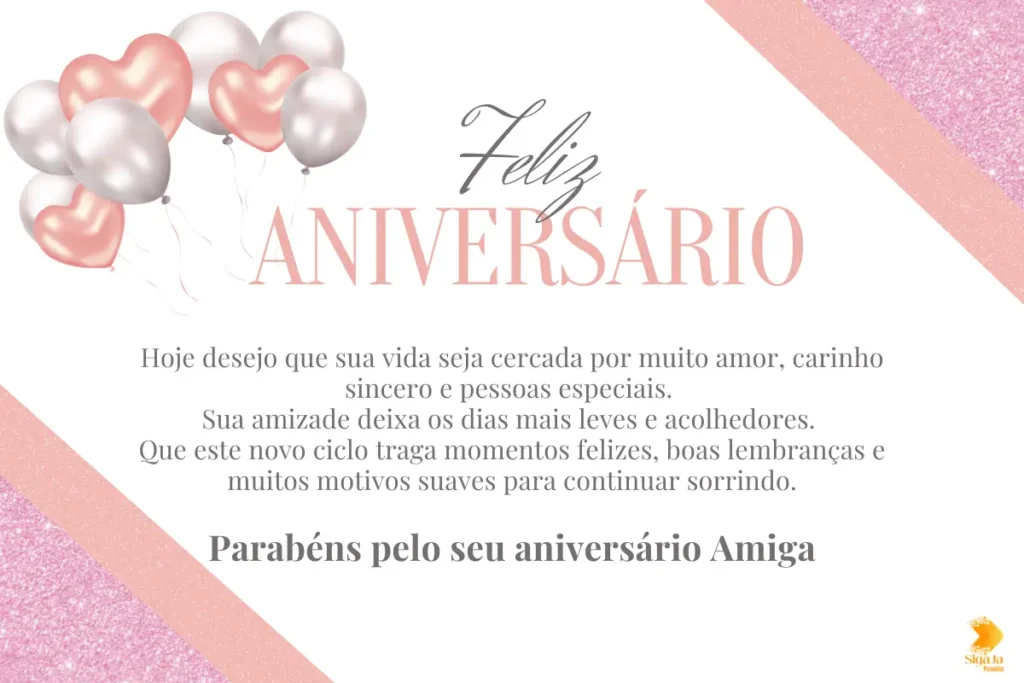 Mensagem de parabéns para amiga