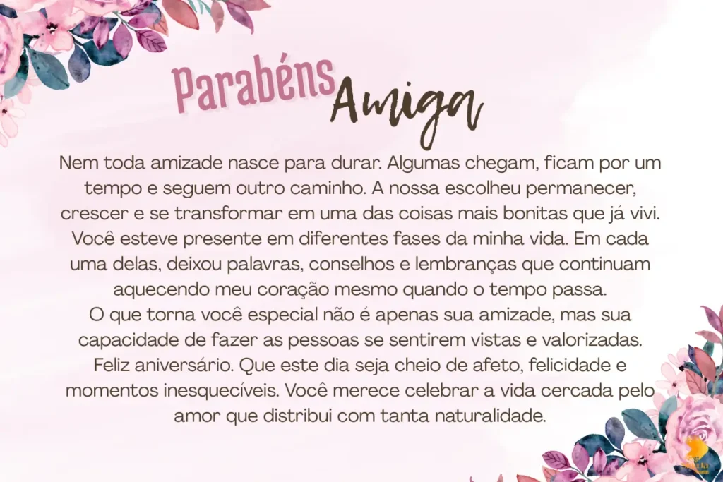 Texto de feliz aniversário para melhor amiga chorar