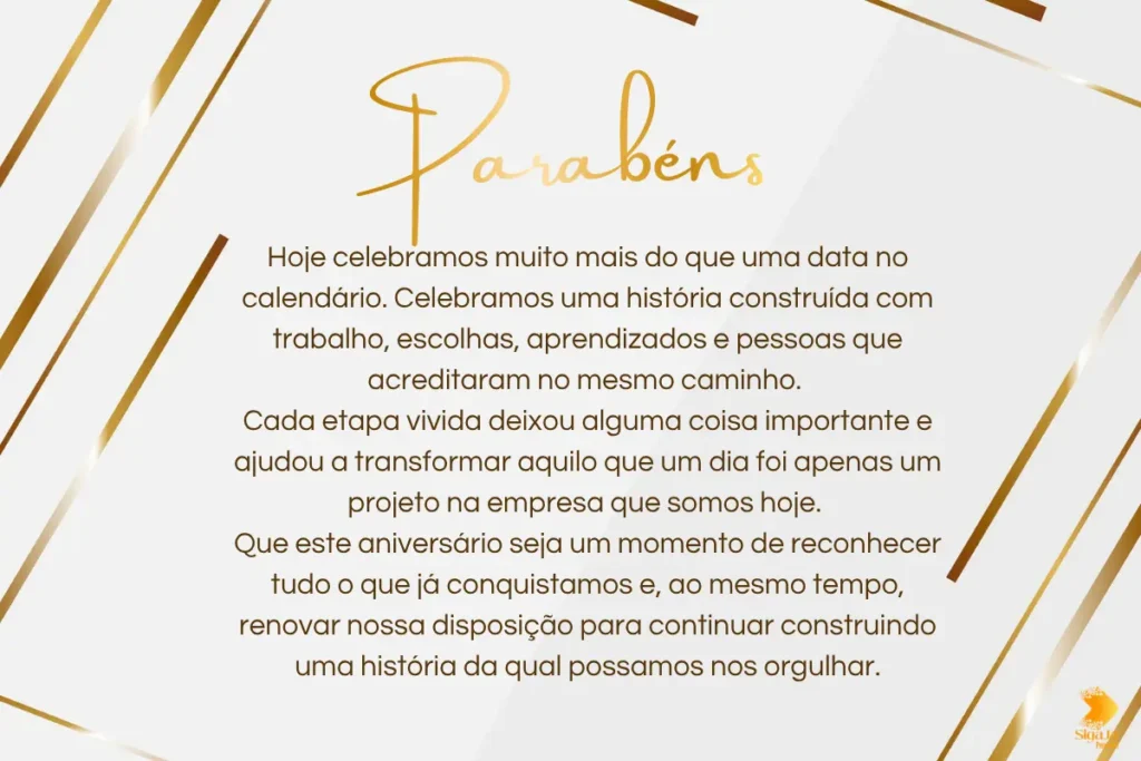 Mensagem de aniversario de empresa